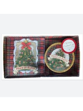 Punch Studio Peace On Earth Holiday Cocktail Napkins & Coasters Set